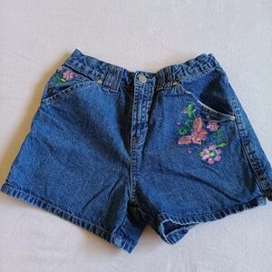 Circo Blue Denim Sz XL 14/16 Kids Shorts with Floral & Butterfly Embroidery